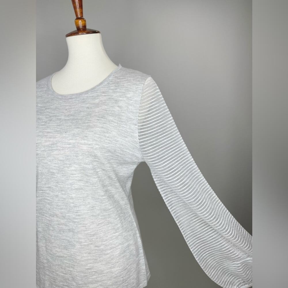 Neiman Marcus Cashmere Collection Sweater with Sheer Ottoman Sleeves Size Large - Picture 10 of 14